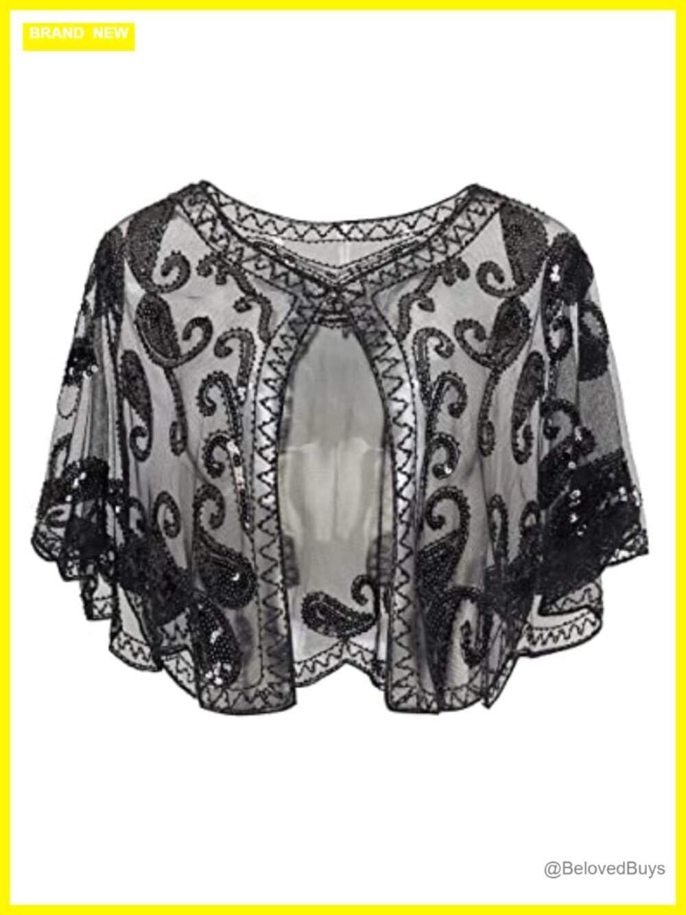 Beaded Sequin Evening Shawl Wrap Flapper Cover Up One Size Fits 2X